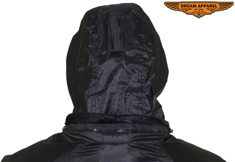 Two-Piece Black Rain Suit With Zippered Side Seams