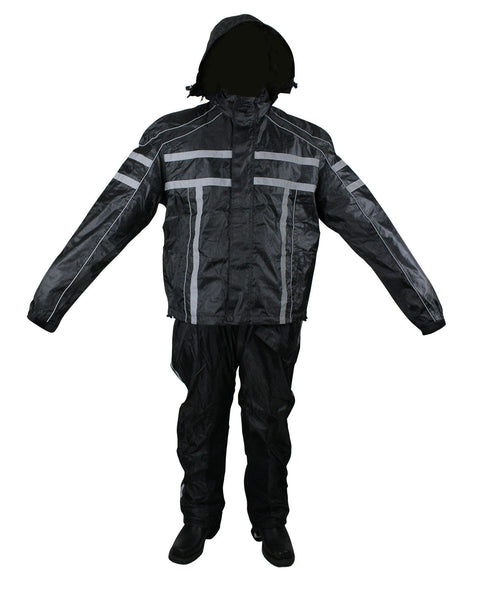 Black/Orange Textile Two-Piece Rain Suit By Dream Apparel®