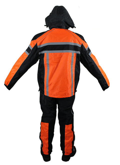 Black/Orange Textile Two-Piece Rain Suit By Dream Apparel®