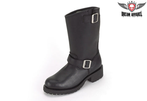 Womens Biker Boots With Double Buckle