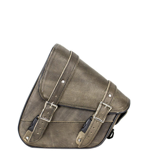 Genuine Distressed Brown Leather Left Side Solo Swing Arm Bag