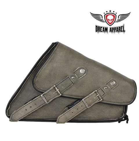 Dream Apparel Motorcycle Swing Arm Bag Distressed Brown Leather Left Side Solo Bags