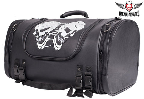 Medium Motorcycle Sissy Bar Bag / Trunk With Skull