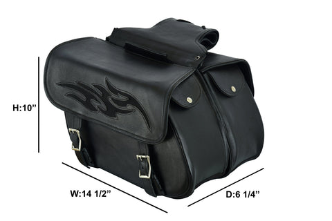 Genuine Naked Leather Concealed Carry Saddlebag with Flame