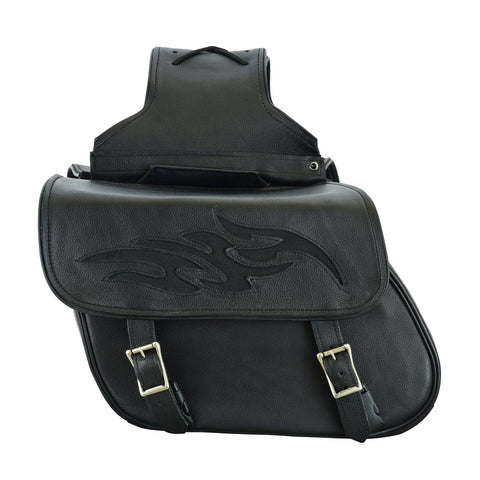 Genuine Naked Leather Concealed Carry Saddlebag with Flame