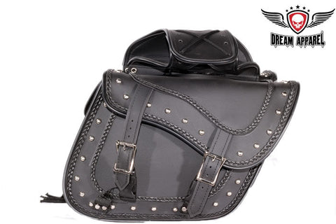 PVC Motorcycle Saddlebag With Braid & Studs