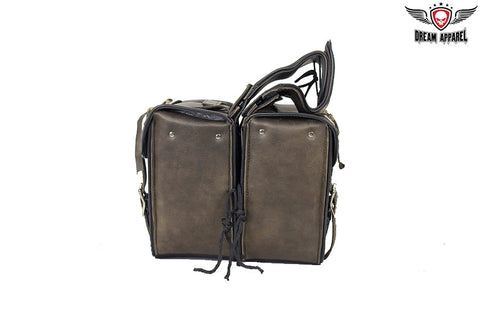 Distressed Brown Leather Concealed Carry Saddlebag with Conchos