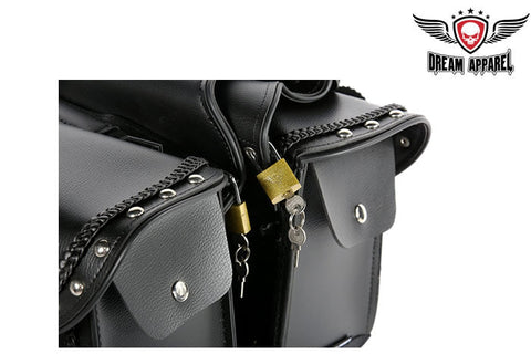 Dream Apparel PVC Motorcycle Saddlebag With Quick Release & Studs