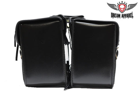 Dream Apparel PVC Black Motorcycle Saddlebag With Braid