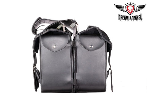 PVC Throwover Motorcycle Saddlebag With Braid