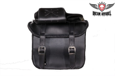 PVC Throwover Motorcycle Saddlebag With Braid