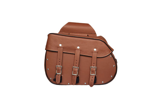 Dream Apparel Genuine Premium Naked Brown Leather Concealed Carry Motorcycle Saddlebag