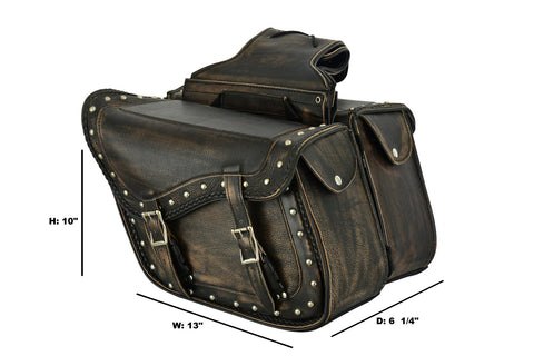 Dream Apparel Genuine Distressed Brown Naked Leather Concealed Carry Saddlebag