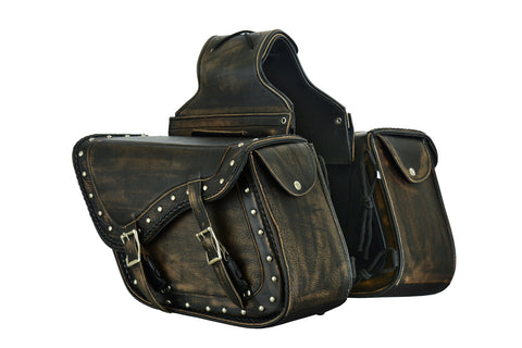 Dream Apparel Genuine Distressed Brown Naked Leather Concealed Carry Saddlebag