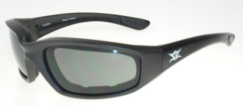 Spider Eyez™ Eva Foam Padded Motorcycle Sunglasses, Shatterproof Polycarbonate Lens, Matte Black