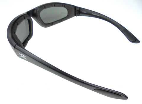 Spider Eyez™ Eva Foam Padded Motorcycle Sunglasses, Shatterproof Polycarbonate Lens, Matte Black