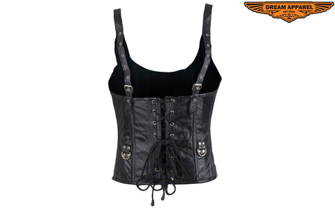 Women's Lambskin Leather Corset with Buckles