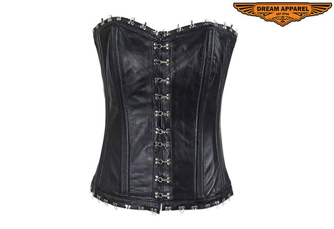 Women's Hook & Eye Lambskin Leather Corset