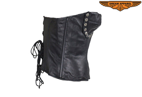 Women's Studded Black Leather Corset