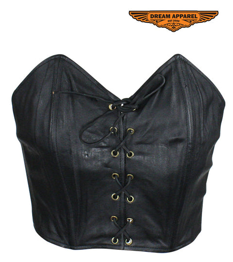 Ladies Black Leather Laced Blouse