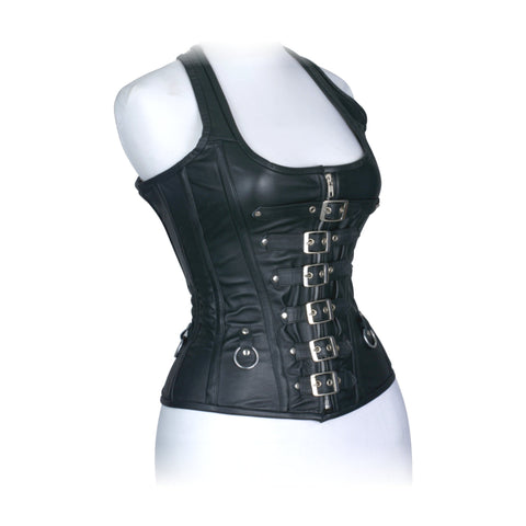 Dream Apparel Black Leather Heavy Duty Steel Boned Underbust Waist Trainer Extreme Corset