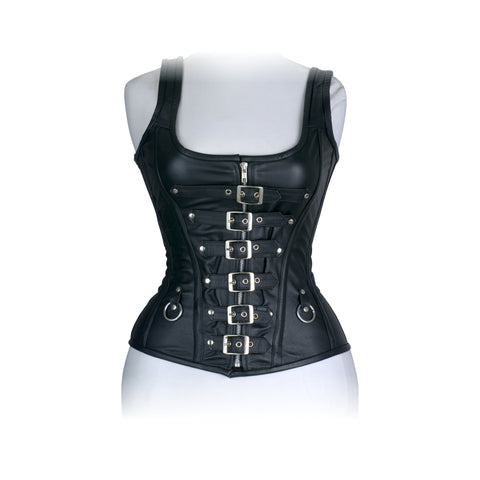 Dream Apparel Black Leather Heavy Duty Steel Boned Underbust Waist Trainer Extreme Corset