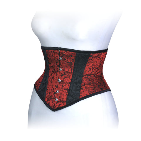 Dream Apparel Heavy Duty Steel Boned Underbust Waist Trainer Black and Red Mesh Extreme Corset