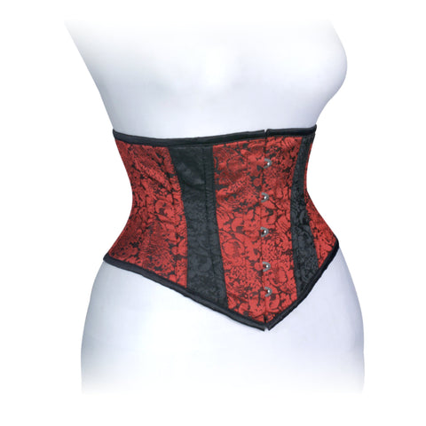 Dream Apparel Heavy Duty Steel Boned Underbust Waist Trainer Black and Red Mesh Extreme Corset