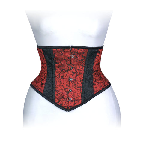 Dream Apparel Heavy Duty Steel Boned Underbust Waist Trainer Black and Red Mesh Extreme Corset