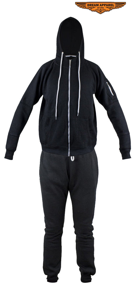 Black Sweatsuit W/ Ribbed Panels