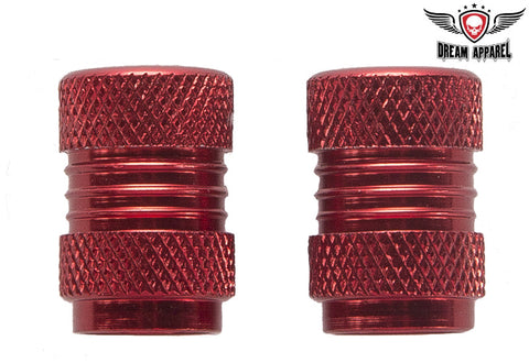 Two Metallic Red Tire Valve Stem Caps