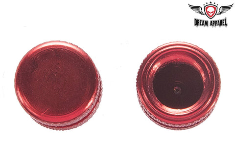 Two Metallic Red Tire Valve Stem Caps