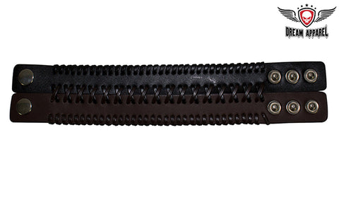 Brown and Black Leather Wristband