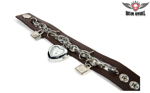 Brown  Wristband / Watchband With Lock & Key