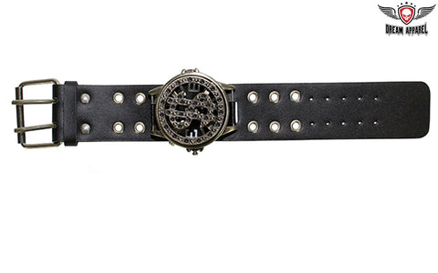 Black Leather Watchband