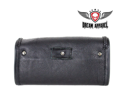 Genuine Black Leather Motorcycle Windshield Bag