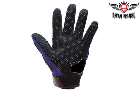 Men's Blue Mesh Racing Gloves