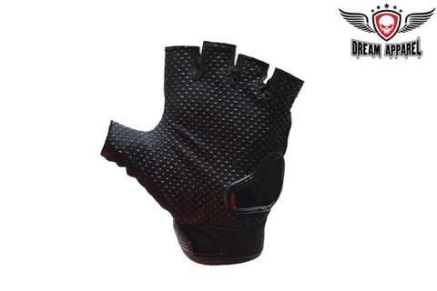 Mens Black Fingerless Mesh Racing Gloves